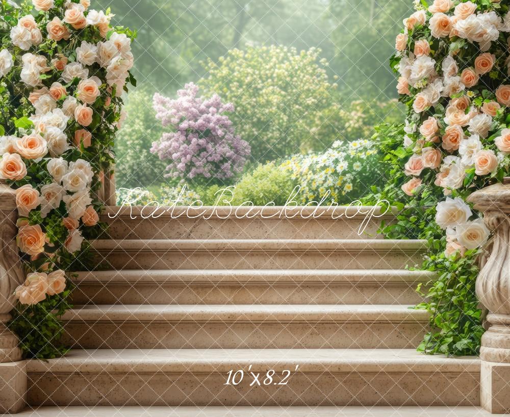 Kate Flower Stairs Spring Backdrop Designed by Mini MakeBelieve - Kate Backdrop AU