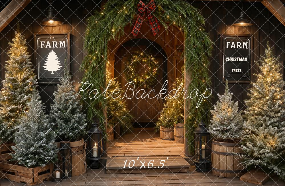 Kate Christmas Farm Tree Wooden Backdrop Designed by Emetselch