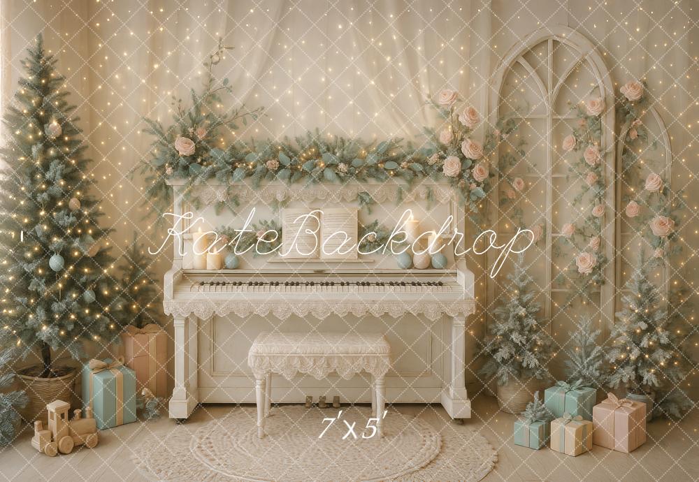 Kate Christmas Piano Flowers Backdrop Designed by Ashley Paul