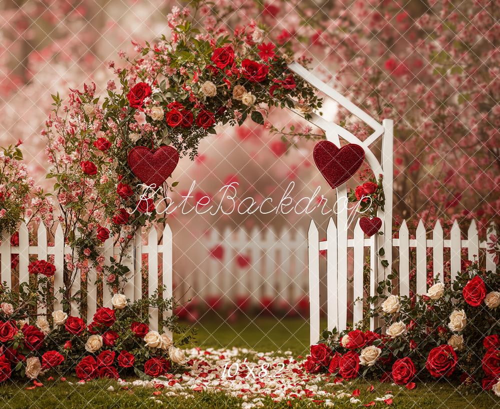 Kate Flower Arch Red Roses Heart Backdrop Designed by Emetselch