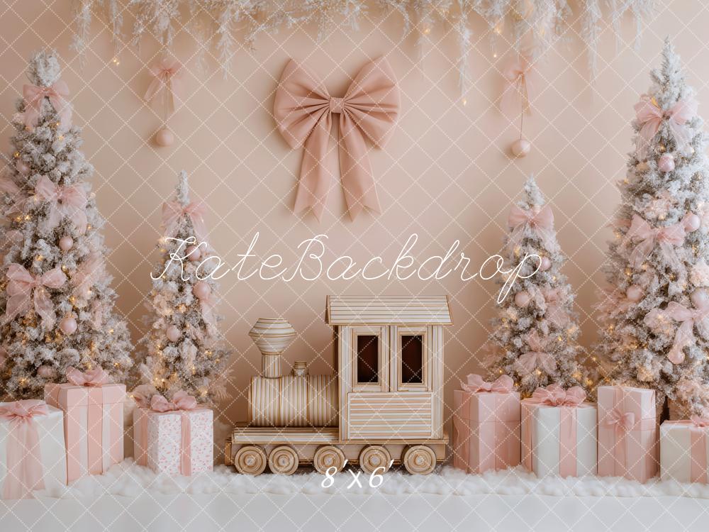Kate Train Christmas Trees Pink Gifts Backdrop Designed by Patty Roberts