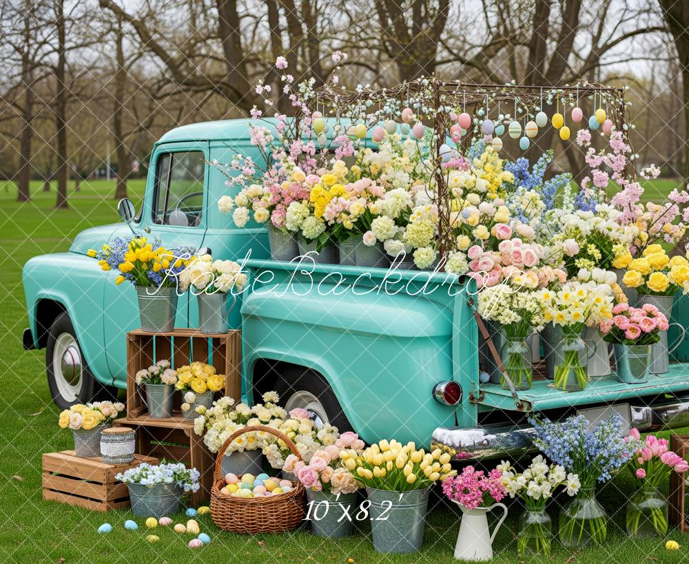 Kate Easter Truck Flowers Eggs Backdrop Designed by Patty Roberts