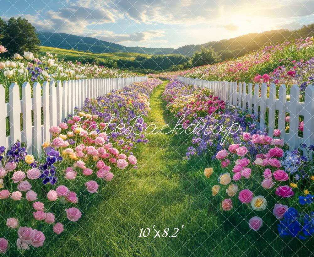 Kate Garden Flower Path Fence Backdrop Designed by Mini MakeBelieve - Kate Backdrop AU