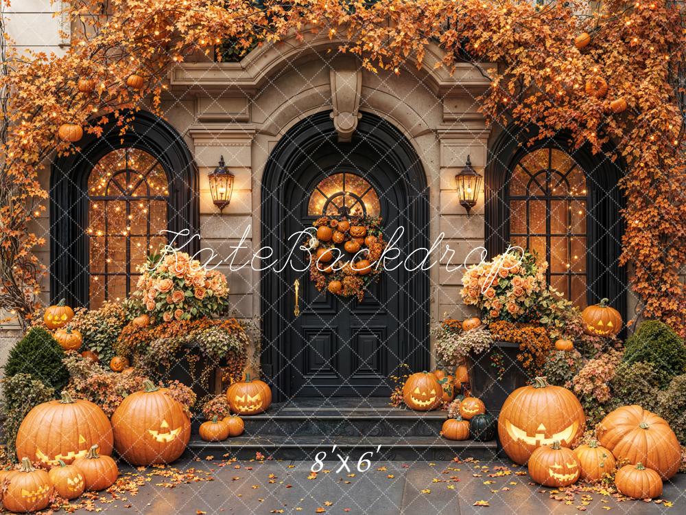 Kate Halloween Pumpkin Autumn Fleece Backdrop Designed by Emetselch - Kate Backdrop AU