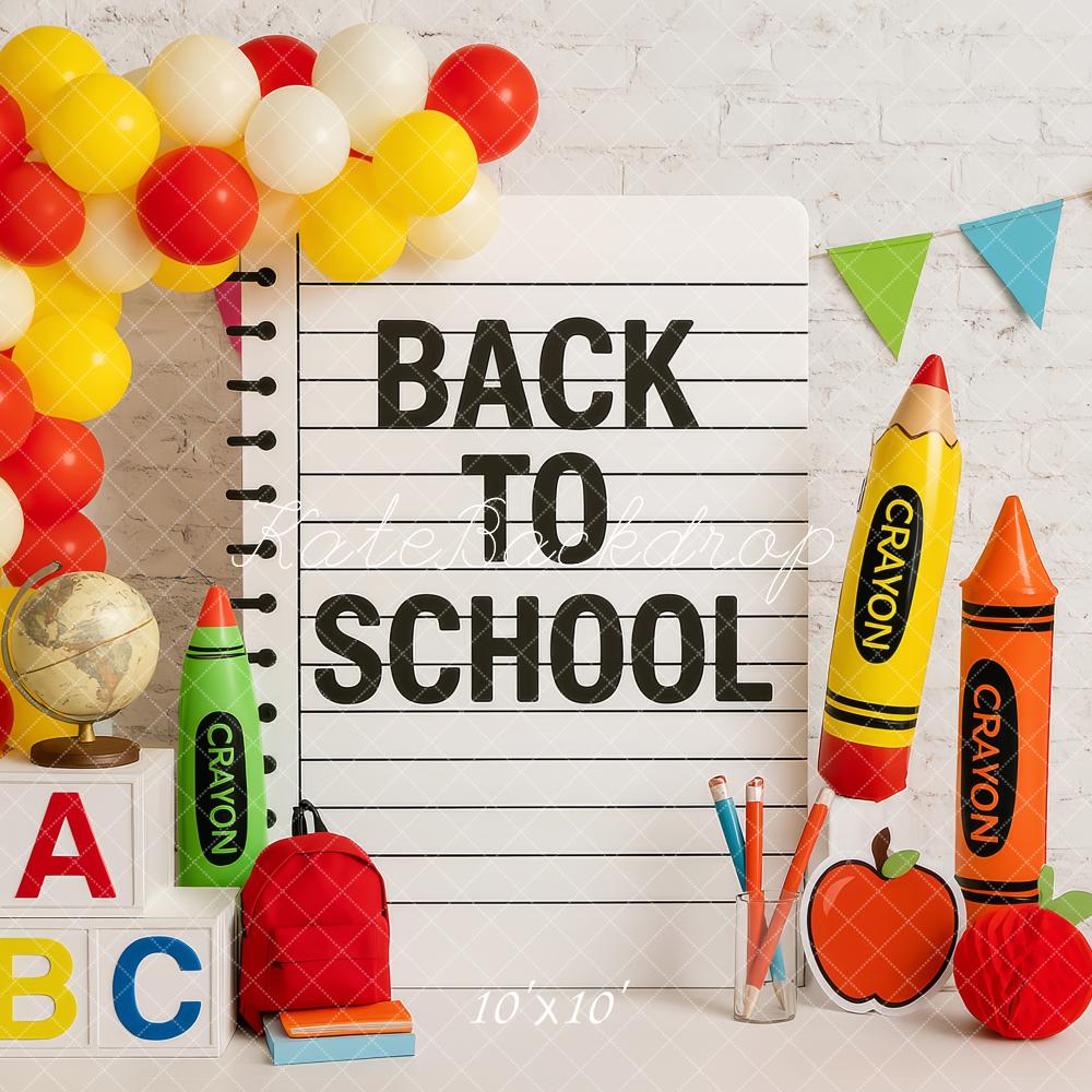 Kate Back to School Balloons Backdrop Designed by Patty Roberts - Kate Backdrop AU