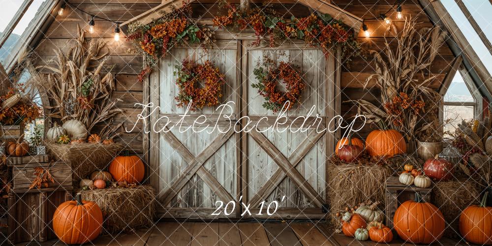 Kate Fall Barn Pumpkins Hay Autumn Backdrop Designed by Chain