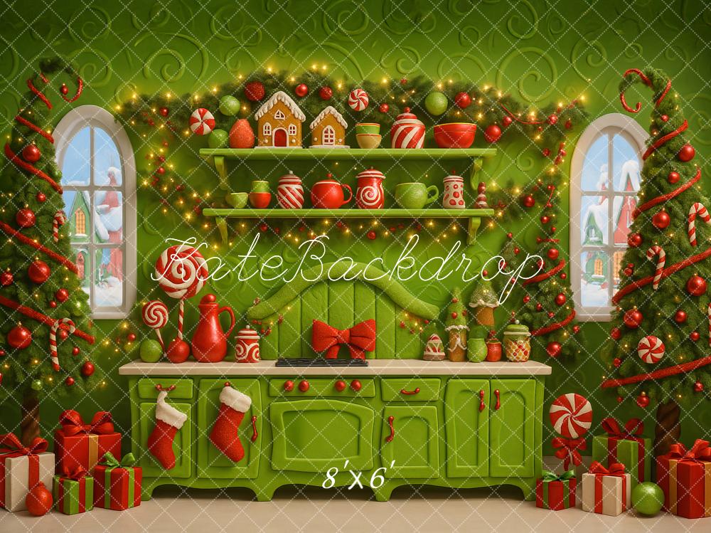 Kate Green Christmas Trees  Kitchen Gingerbread Backdrop Designed by Ashley Paul
