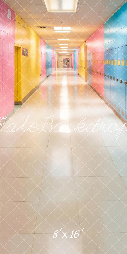 Kate Sweep Colourful School Hallway Lockers Backdrop Designed by Chain - Kate Backdrop AU