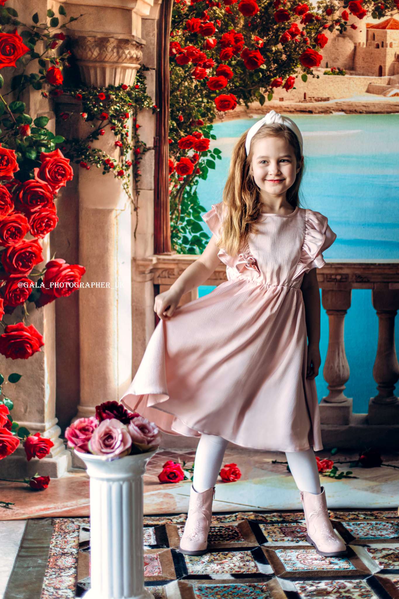 Kate Roses Arch Balcony Lake Backdrop Designed by Emetselch - Kate Backdrop AU