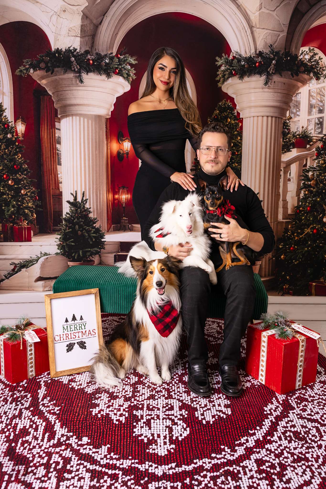 Kate Cascading Stairs Christmas Trees Columns Backdrop Designed by Emetselch