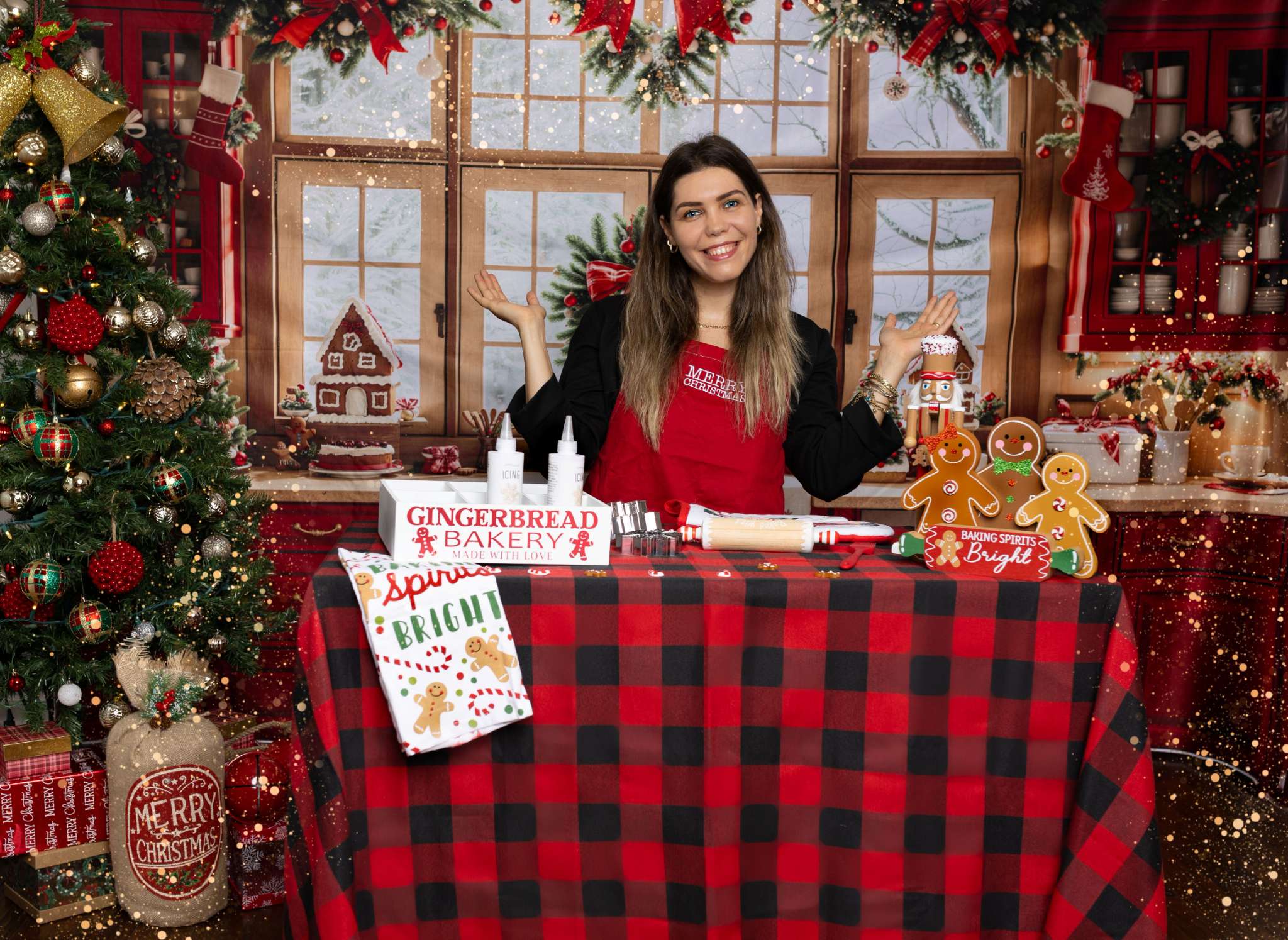 Kate Christmas Kitchen Gingerbread Backdrop Designed by Emetselch - Kate Backdrop AU