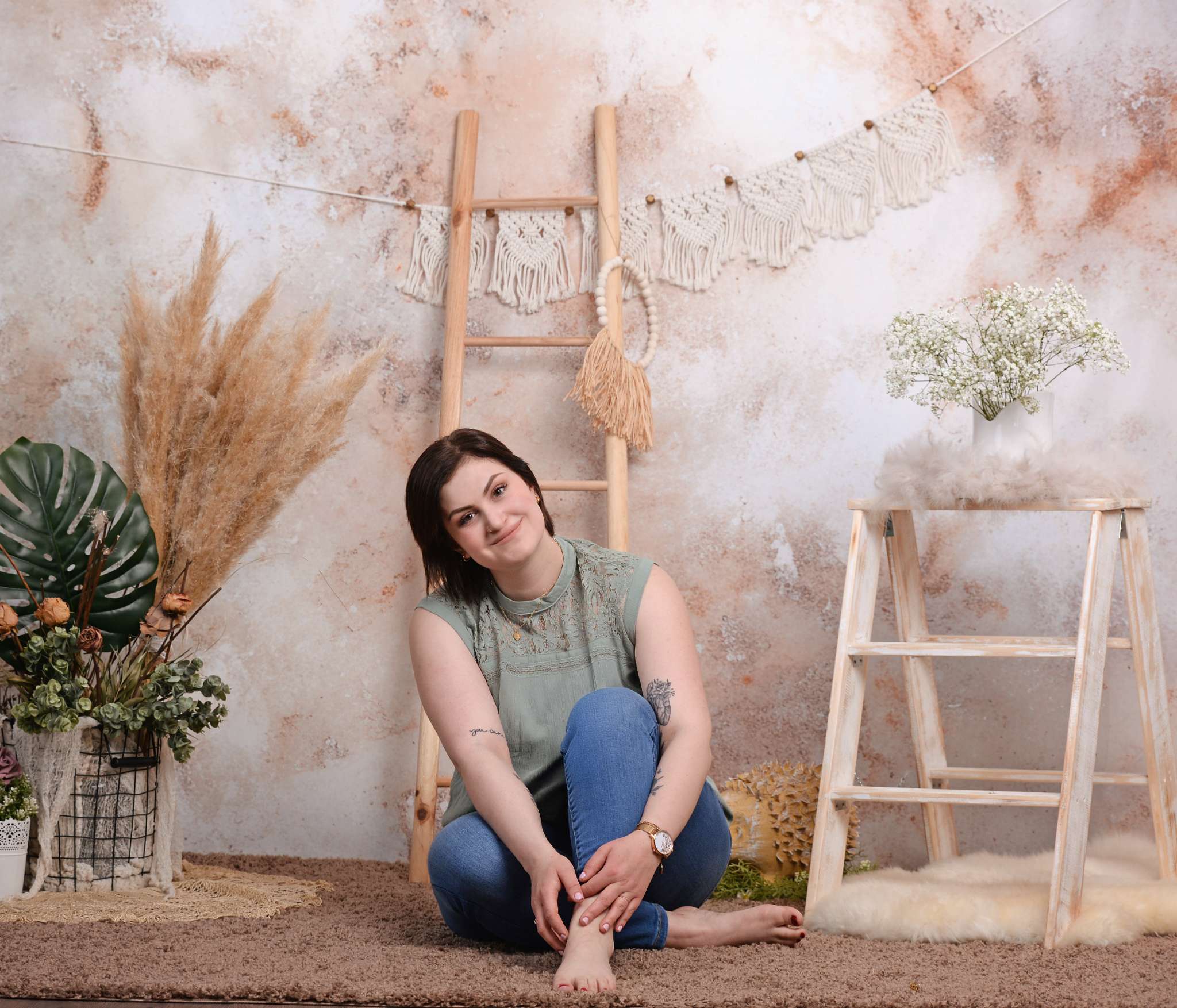 Kate Boho Match Beige Floor Backdrop Designed by Mini MakeBelieve