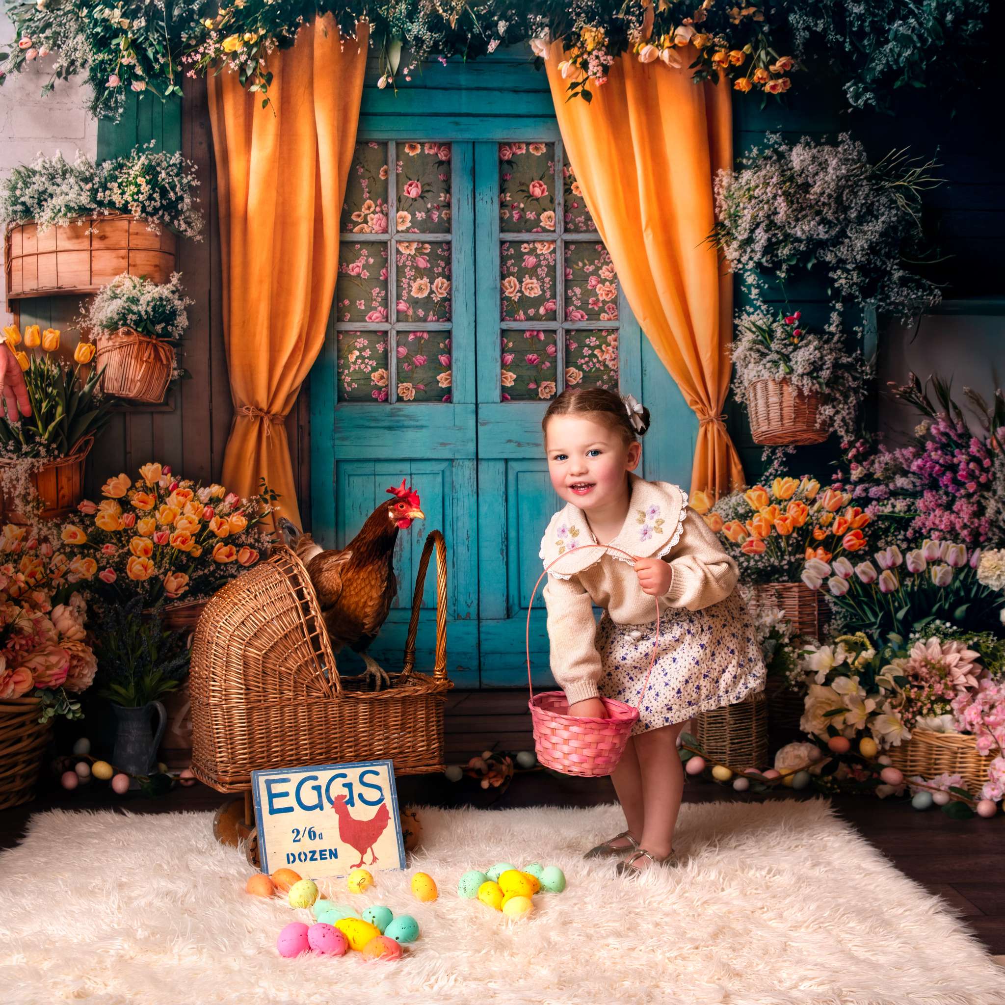 Kate Easter Brick Retro Door Backdrop Designed by Emetselch - Kate Backdrop AU