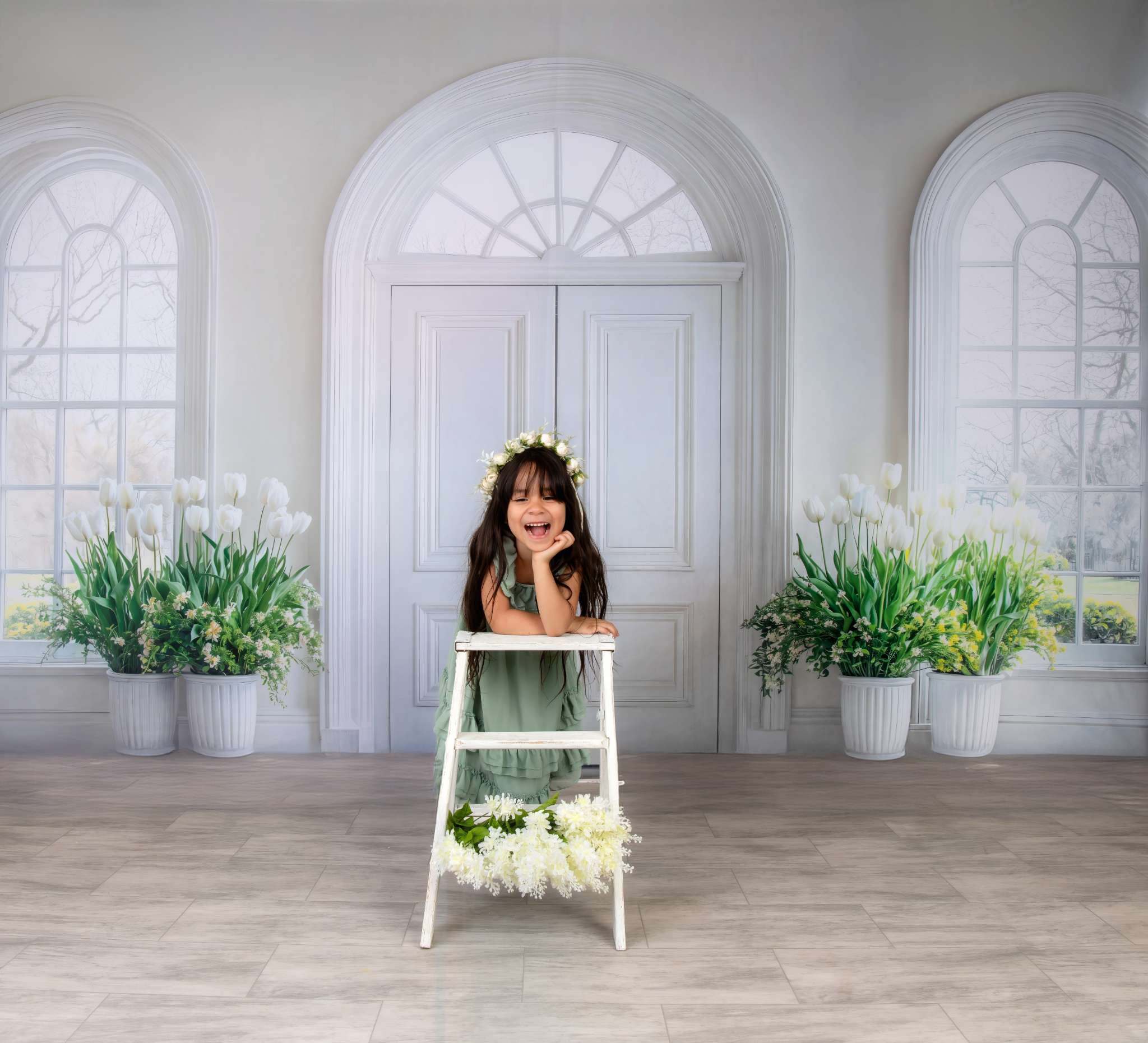 Kate Fleece Minimalism White Door Backdrop Designed by Emetselch