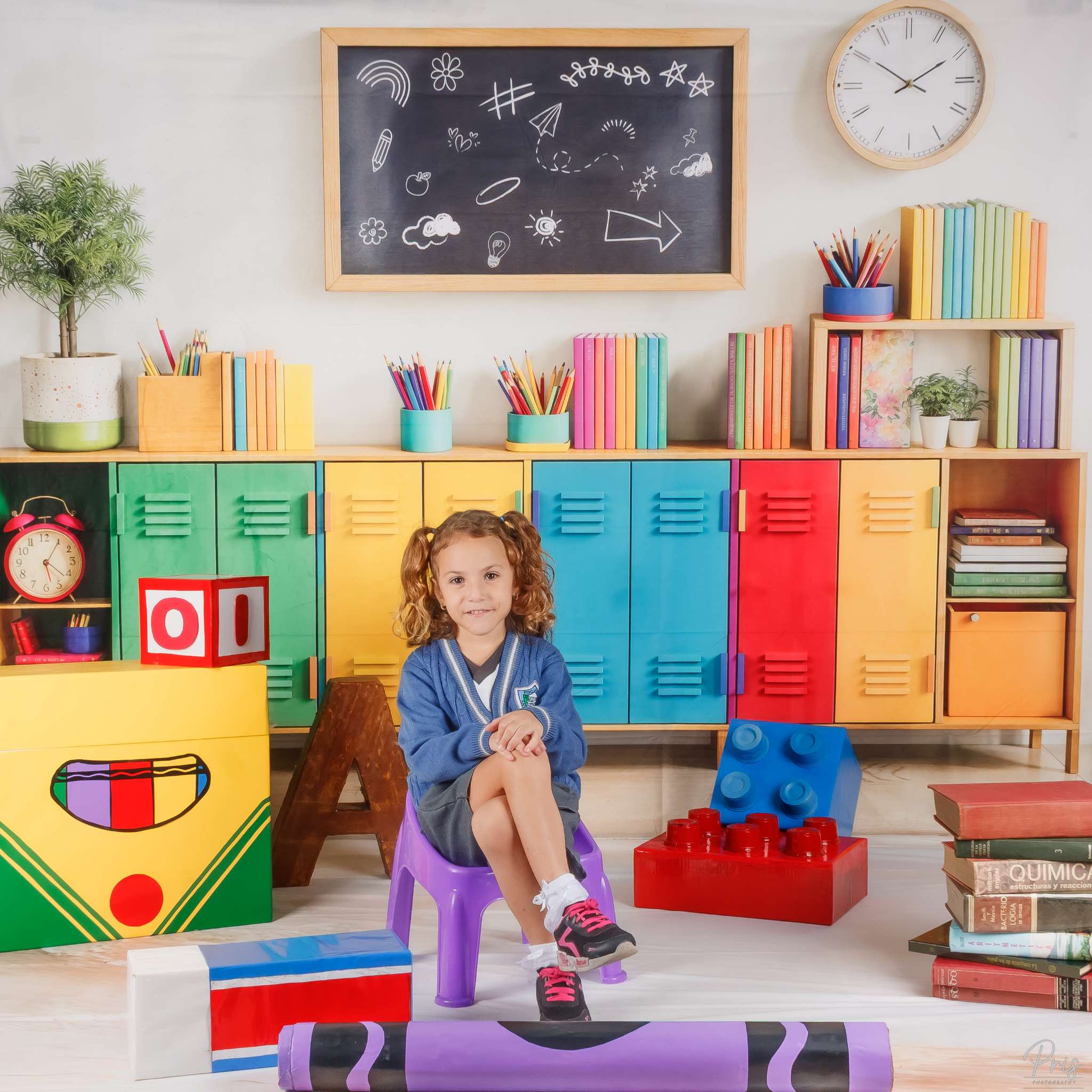 Kate Back to School Colourful Lockers Backdrop Designed by Emetselch