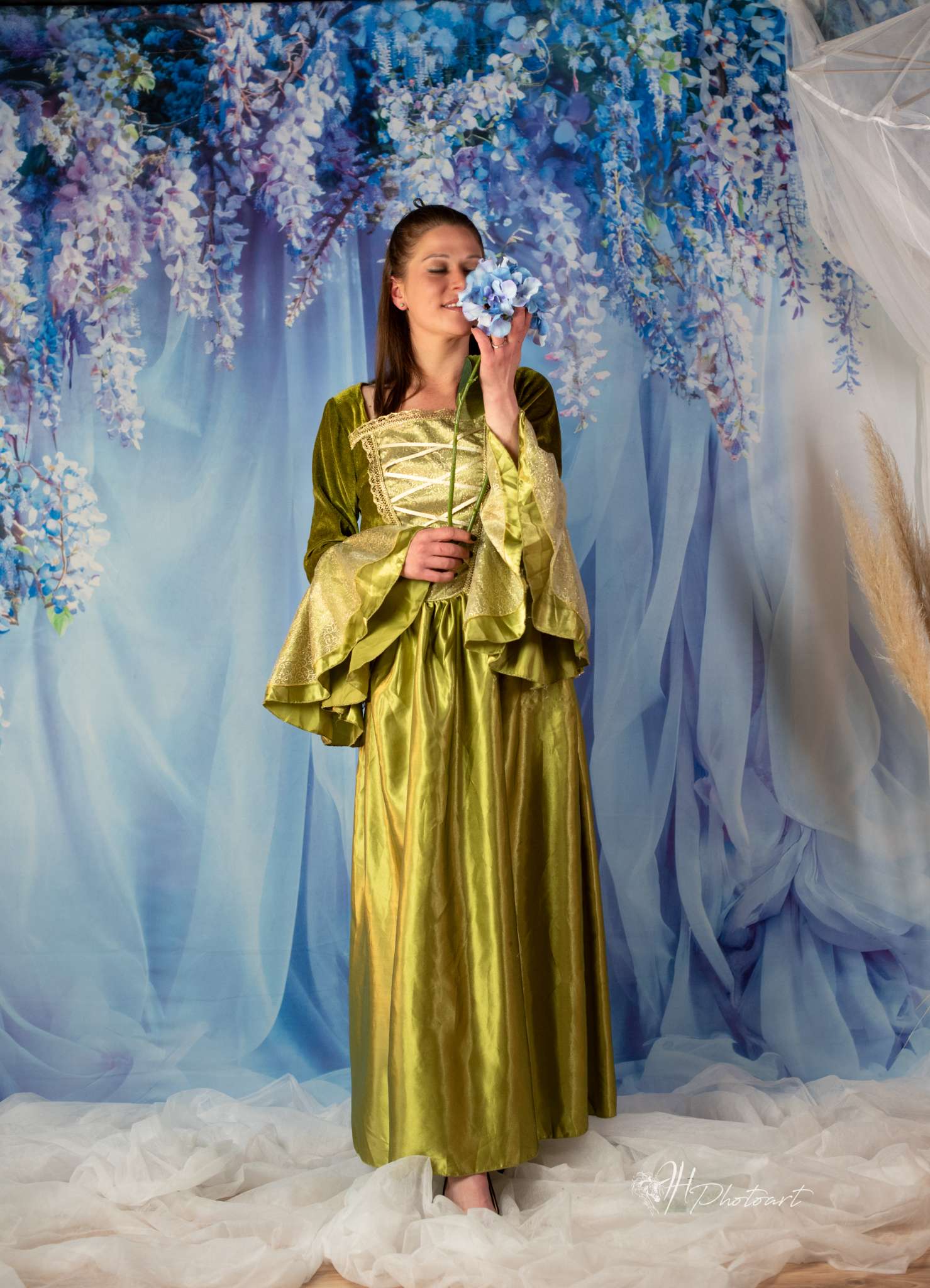 Kate Spring Blue Flowers Curtain Backdrop Designed by Emetselch - Kate Backdrop AU