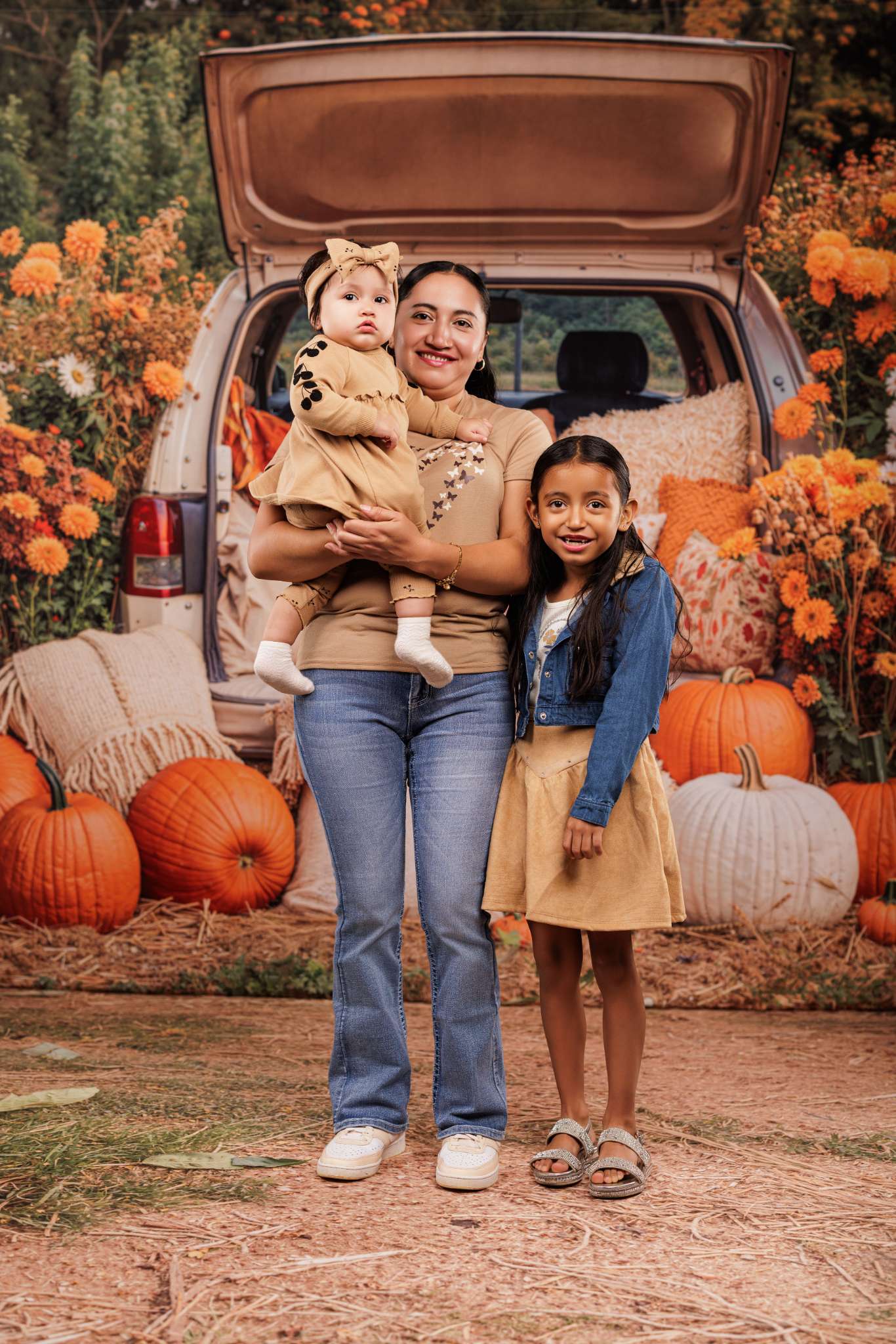 Kate Autumn Pumpkin Car Backdrop+Hay Floor Backdrop