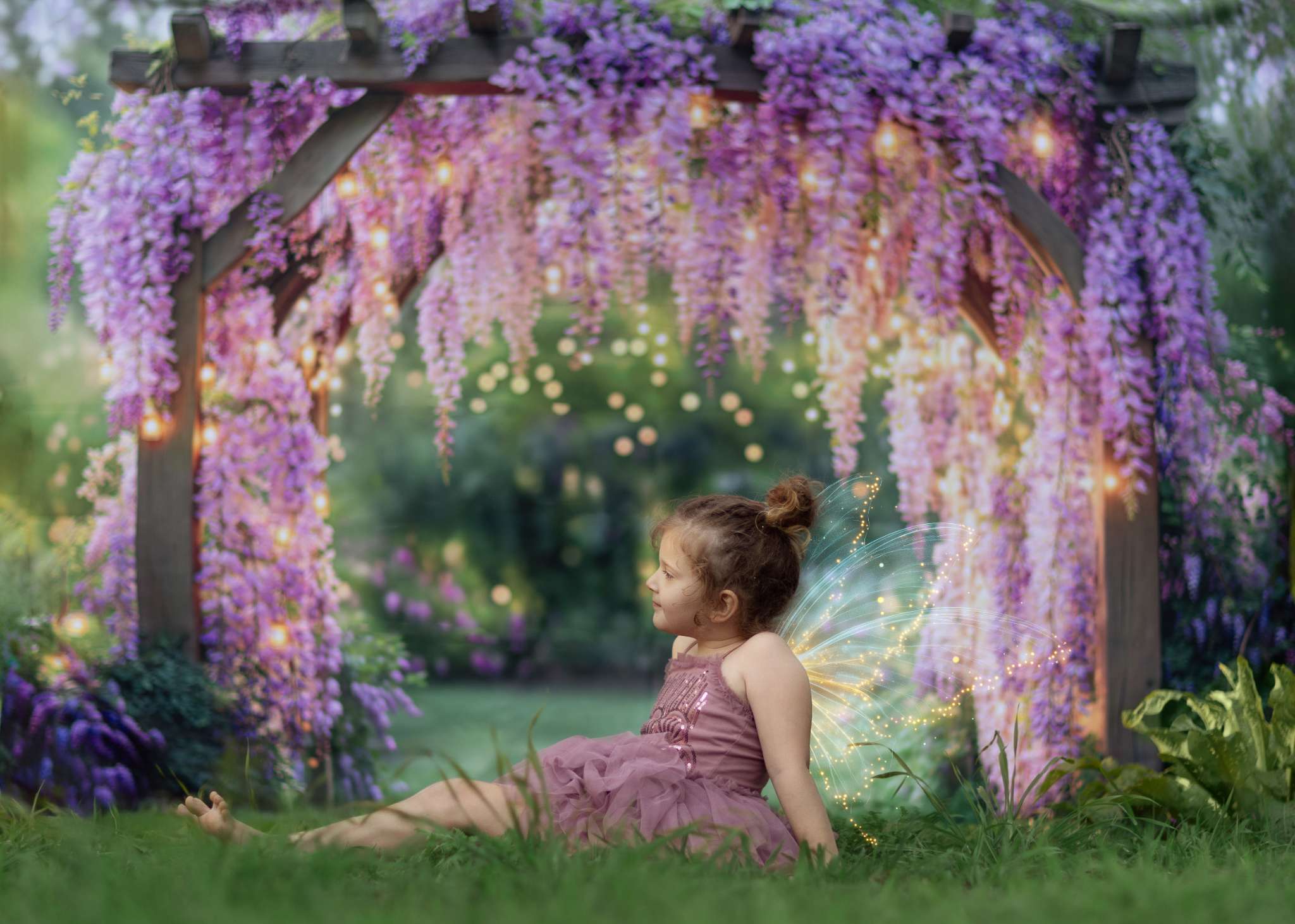Kate Wisteria Flower Arch Garden Lights Backdrop Designed by Kate Image