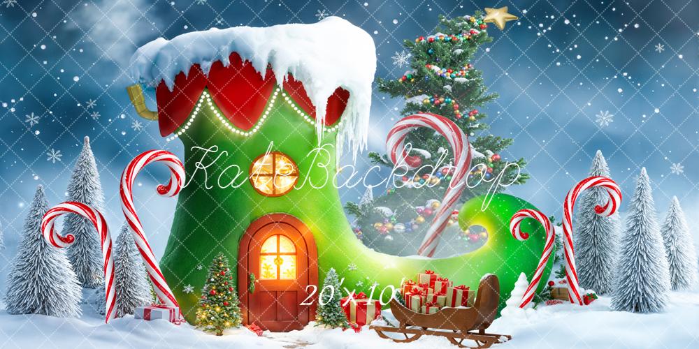 Kate Elf Shoe House Christmas Tree Backdrop Designed by Emetselch