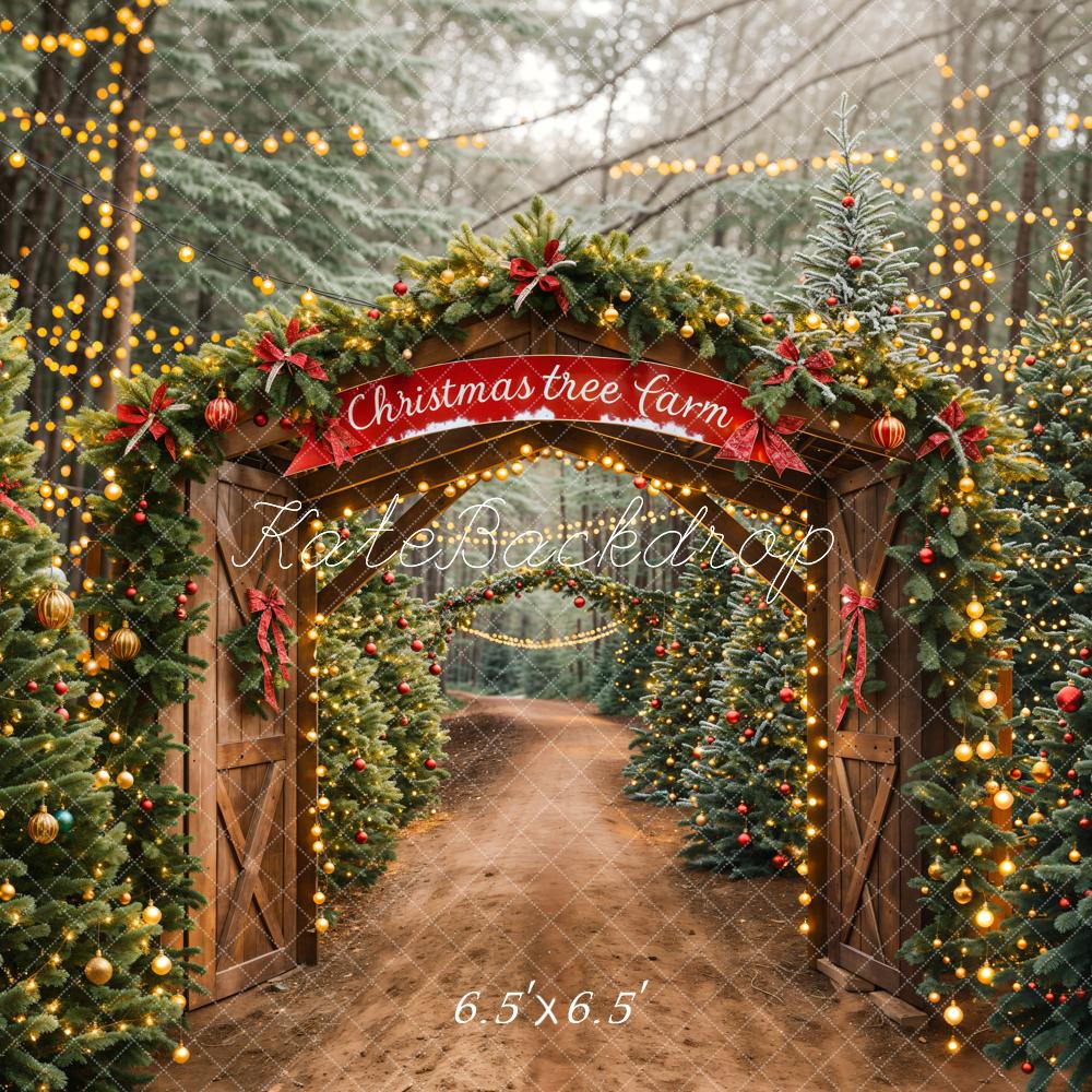 Kate Christmas Tree Farm Arch Backdrop Designed by Emetselch - Kate Backdrop AU