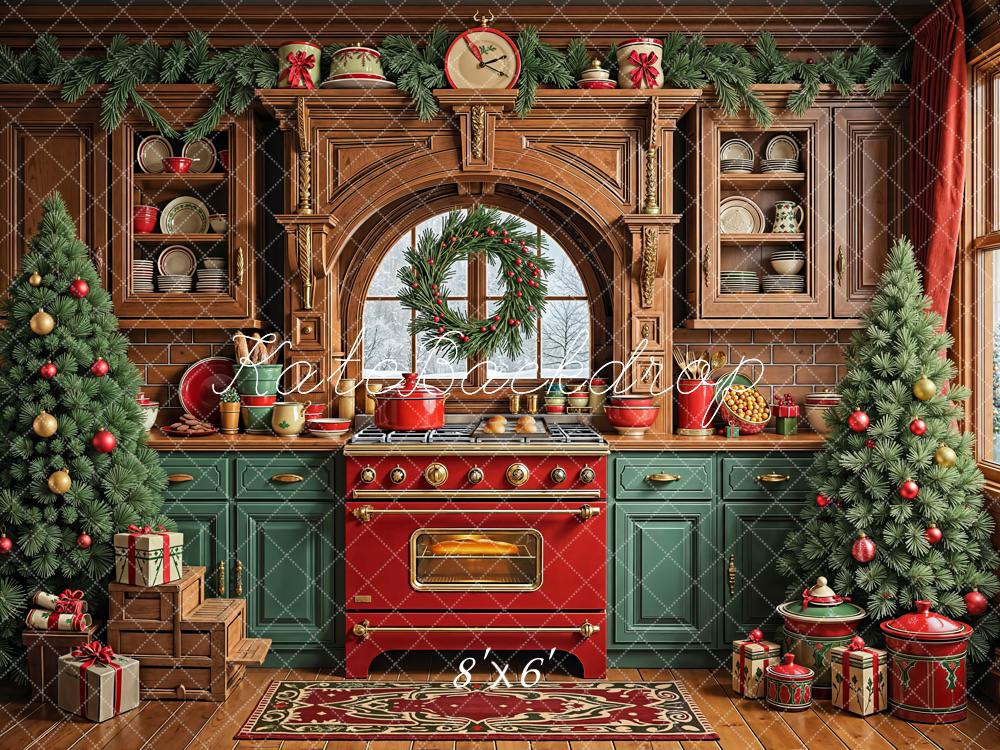 Lightning Deal Kate Christmas Kitchen Fleece Backdrop Designed by Emetselch