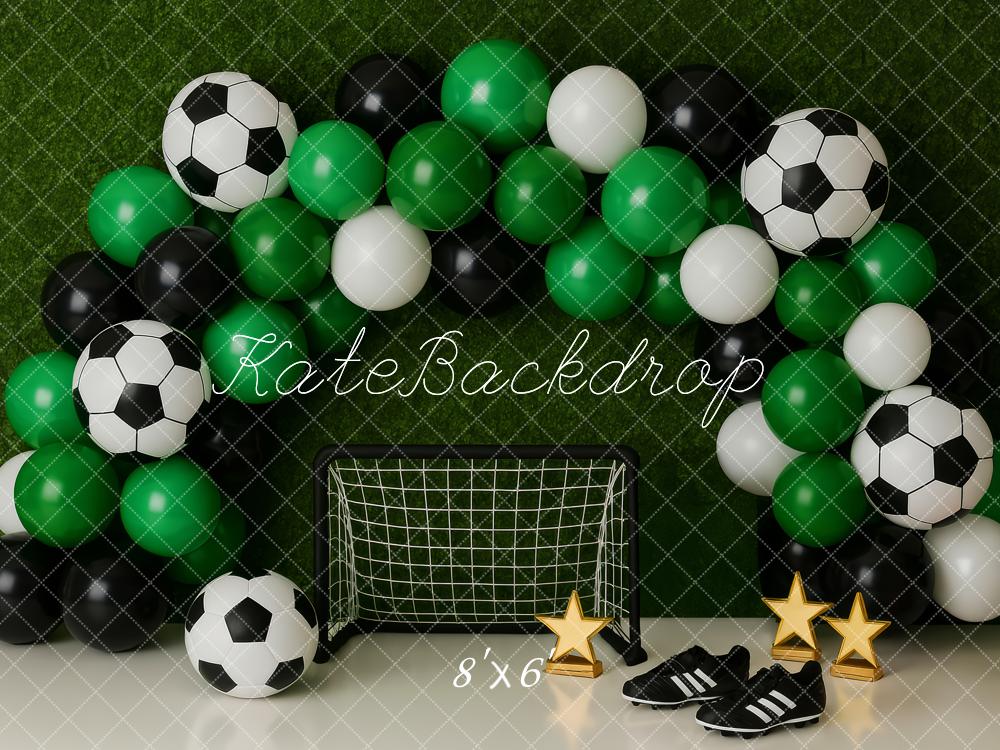 Kate Soccer Balloons Goal Net Grass Backdrop Designed by Patty Roberts