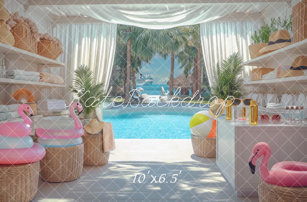 Kate Summer Poolside Flamingo Backdrop Designed by Mini MakeBelieve - Kate Backdrop AU