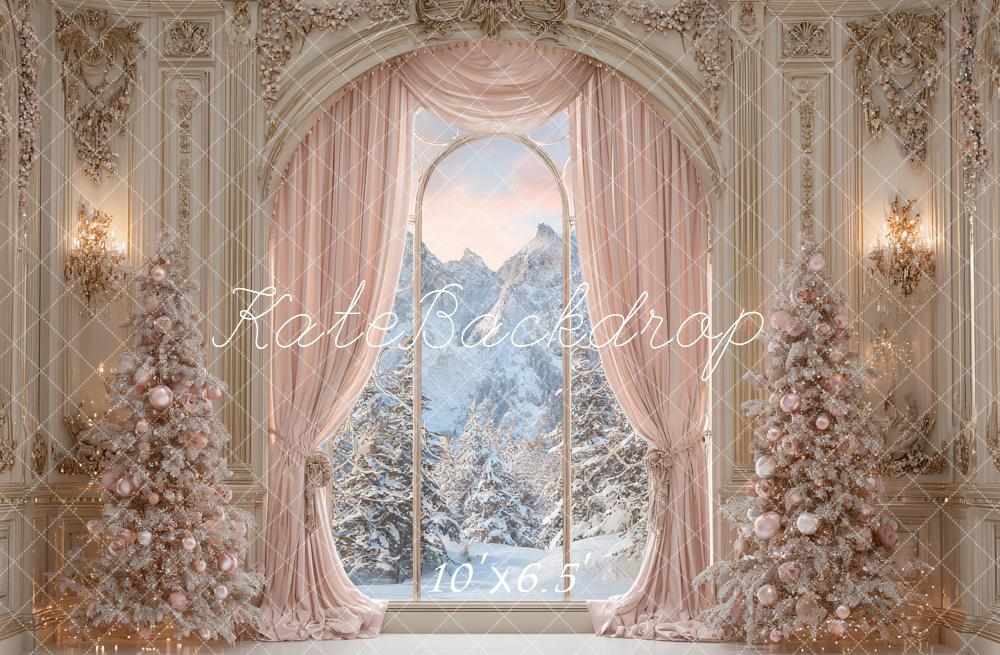 Kate Christmas Arch Snowy Mountains Backdrop Designed by Ashley Paul