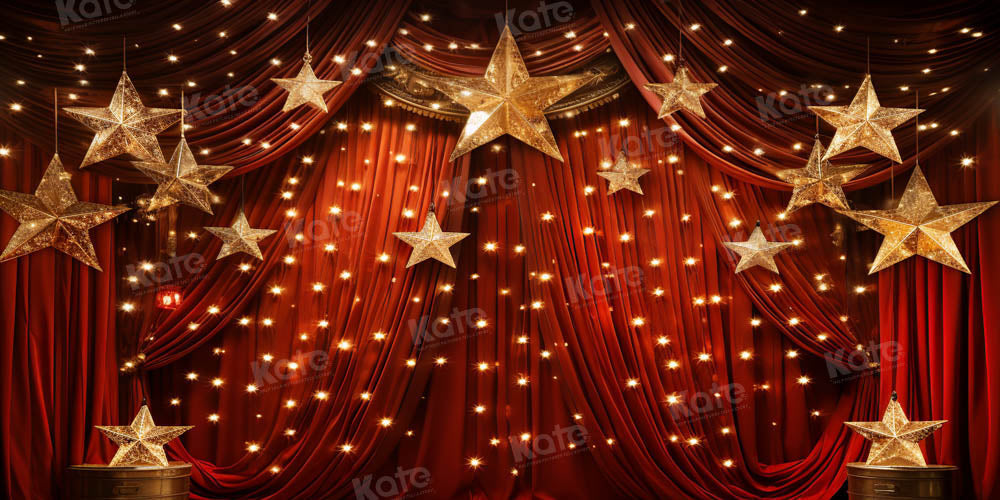 Kate Red Curtains Gold Stars Stage Backdrop Designed by Chain - Kate Backdrop AU