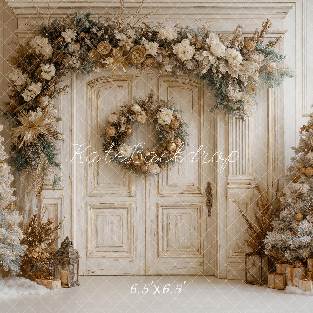Kate Retro Christmas Trees Floral Backdrop Designed by Ashley Paul