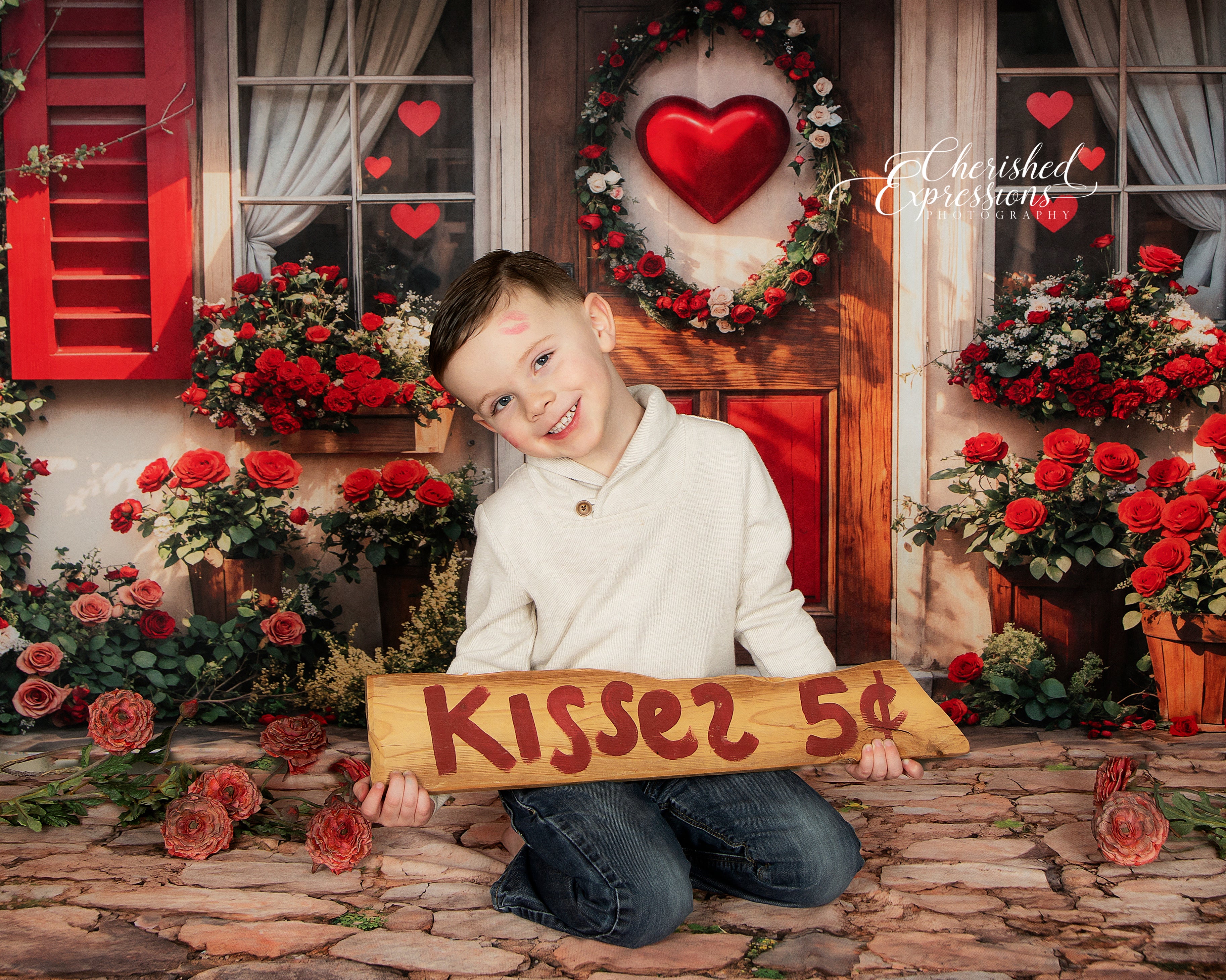 Kate Valentine Red Roses Heart Door Backdrop Designed by Emetselch - Kate Backdrop AU