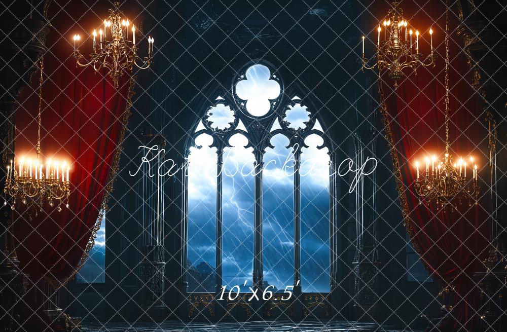 Kate Gothic Windows Chandeliers Curtains Backdrop Designed by Emetselch - Kate Backdrop AU