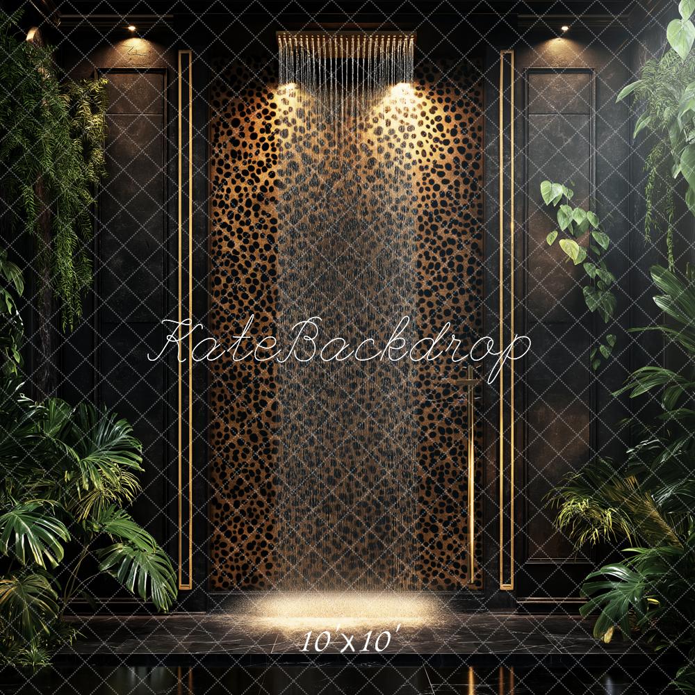 Kate Leopard Wall Gold Frame Tropical Backdrop Designed by Ashley Paul