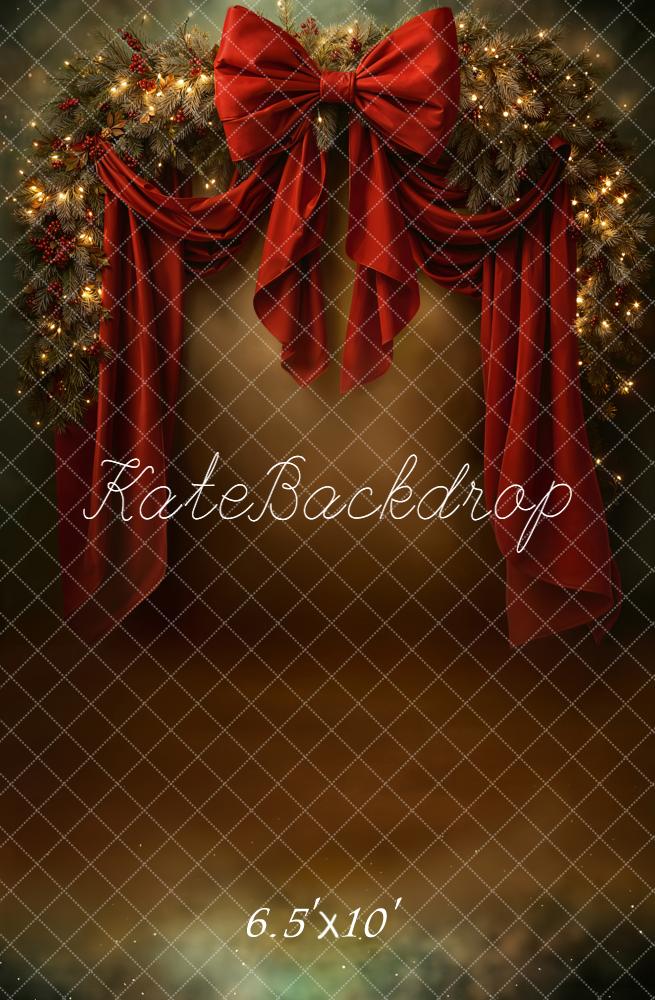 Kate Christmas Red Bow Fleece Backdrop Designed by Chain - Kate Backdrop AU