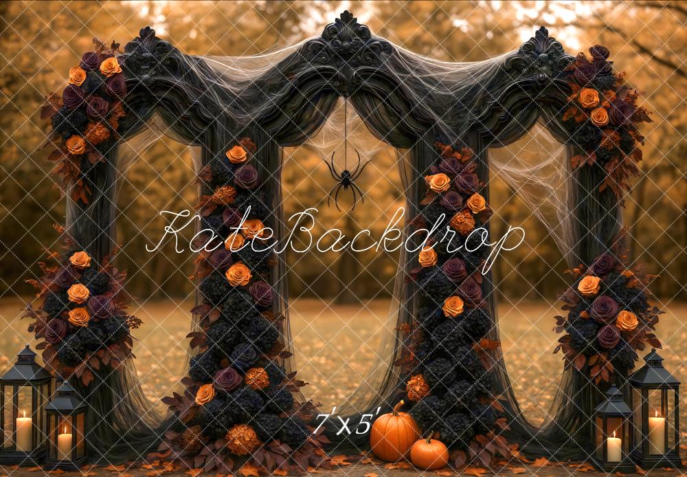 Kate Halloween Flower Arch Spider Backdrop Designed by Mini MakeBelieve