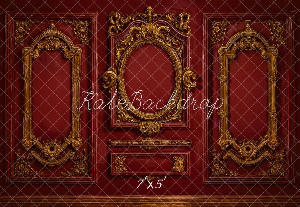Lightning Deals-C1 Kate Vintage Ornate Gold Red Wall Backdrop Designed by Emetselch