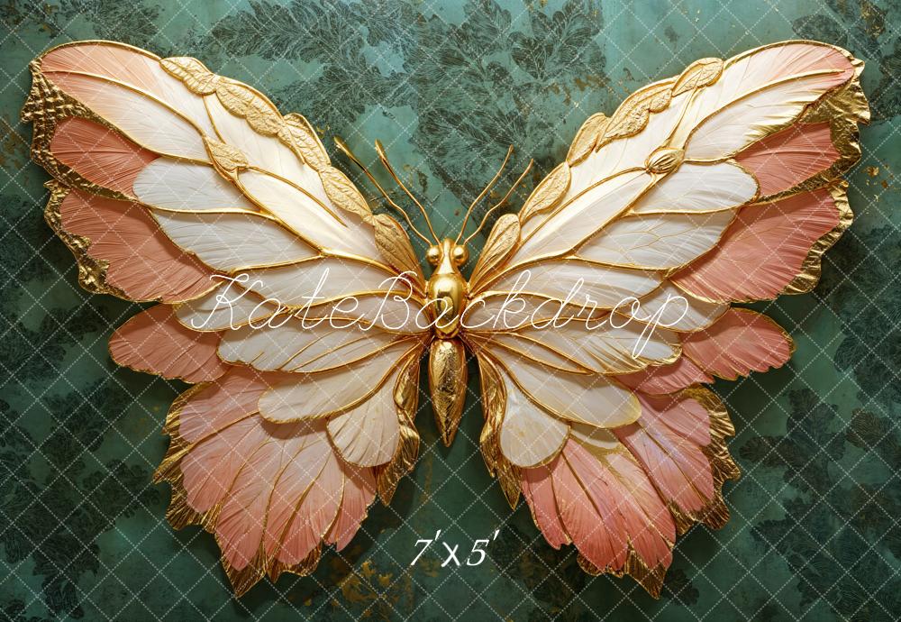 Kate Butterfly Green Damask Backdrop Designed by Emetselch