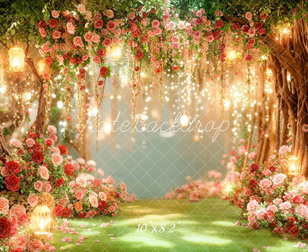 Kate Spring Flower Fairy Lights Backdrop Designed by Emetselch