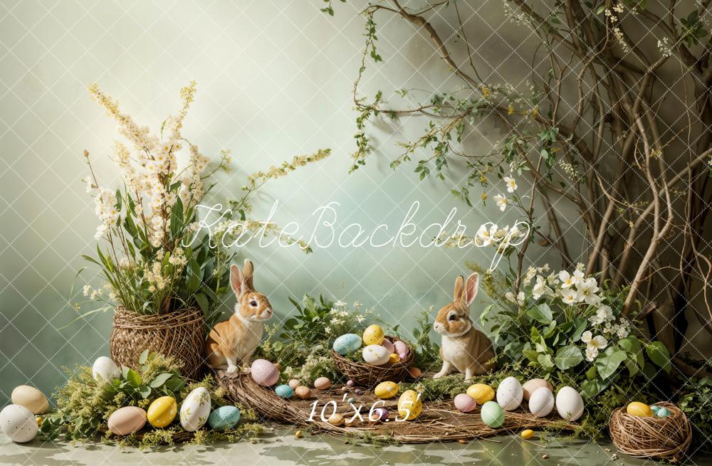 Kate Easter Bunny Eggs Fleece Backdrop Designed by Emetselch