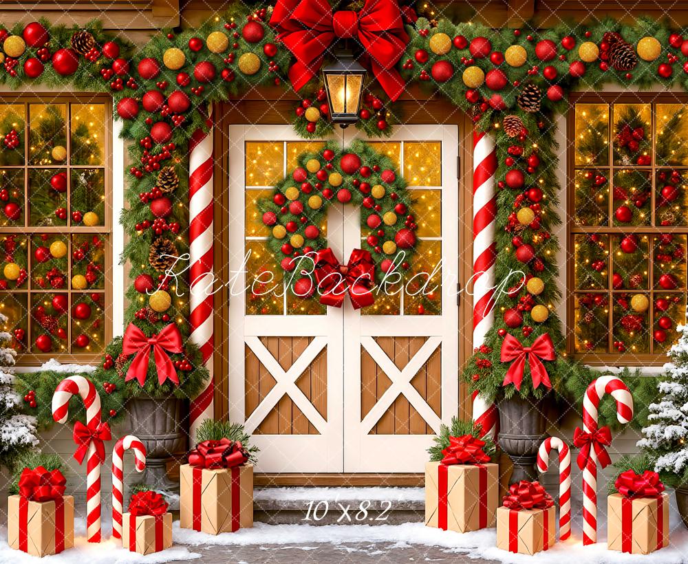 Kate Christmas Presents Candy Cane Backdrop Designed by Mini MakeBelieve - Kate Backdrop AU