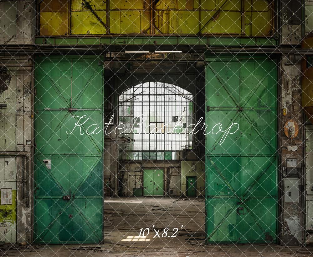 Kate Industrial Green Metal Warehouse Backdrop Designed by Emetselch