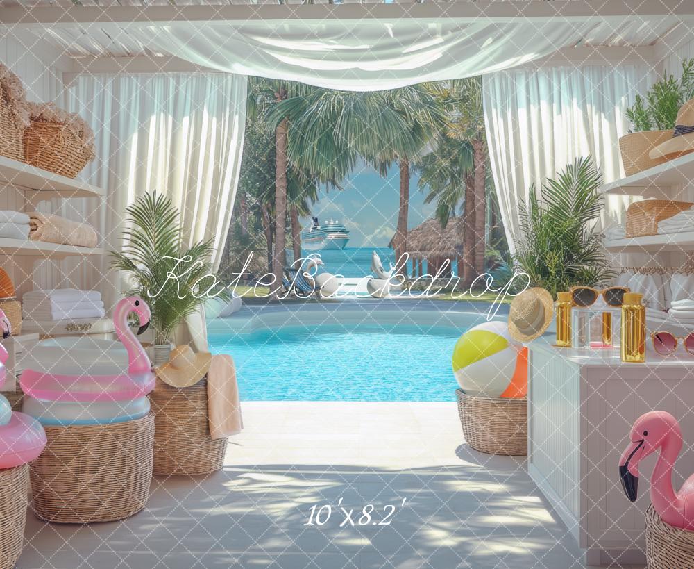 Kate Summer Poolside Flamingo Backdrop Designed by Mini MakeBelieve - Kate Backdrop AU