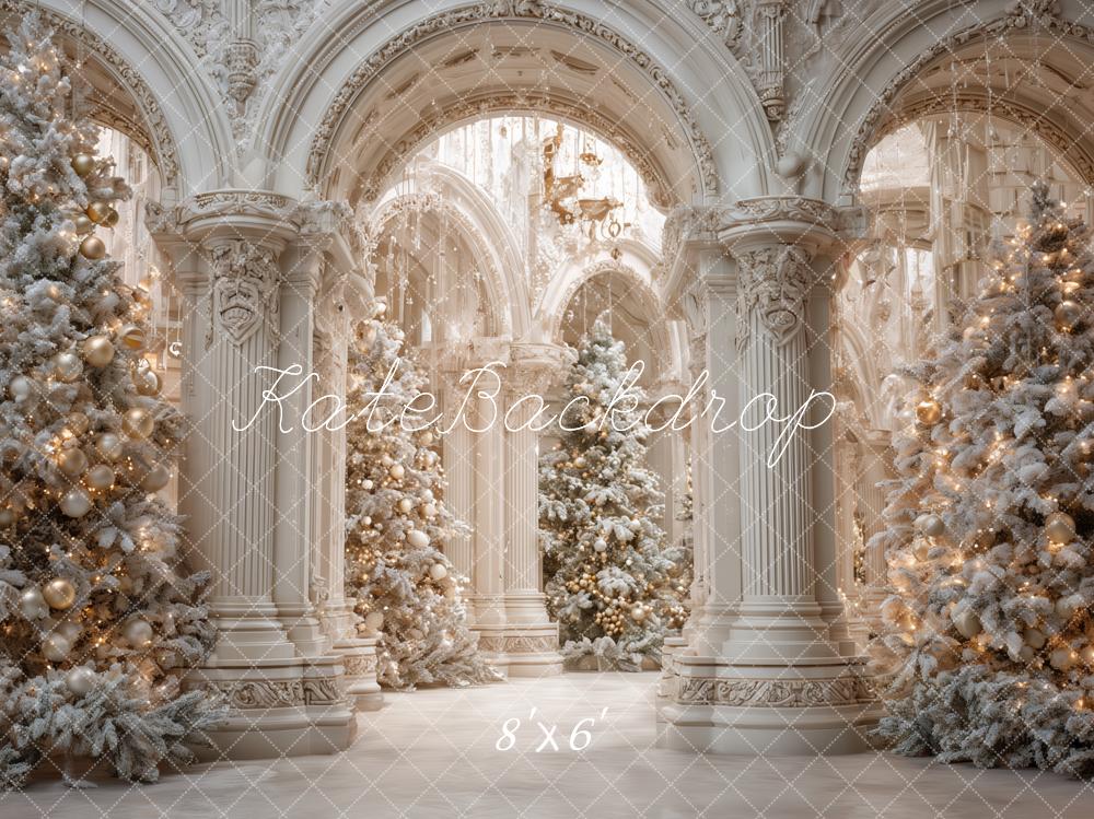 Kate Christmas Snowy Trees Ornate Archway Backdrop Designed by Ashley Paul