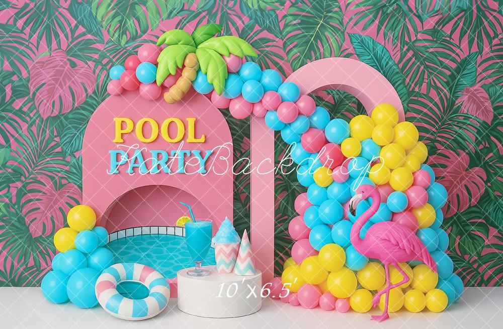Kate Pool Party Balloons Flamingo Backdrop Designed by Ashley Paul - Kate Backdrop AU