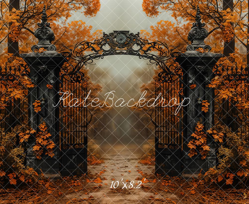 Kate Autumn Forest Iron Gate Backdrop Designed by Emetselch - Kate Backdrop AU