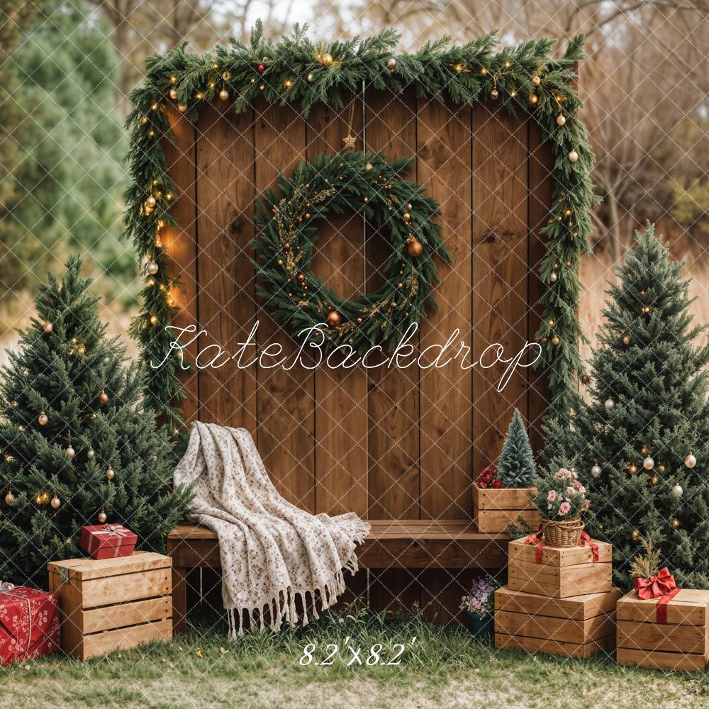 Kate Christmas Wooden Wall Wreath Presents Backdrop Designed by Emetselch