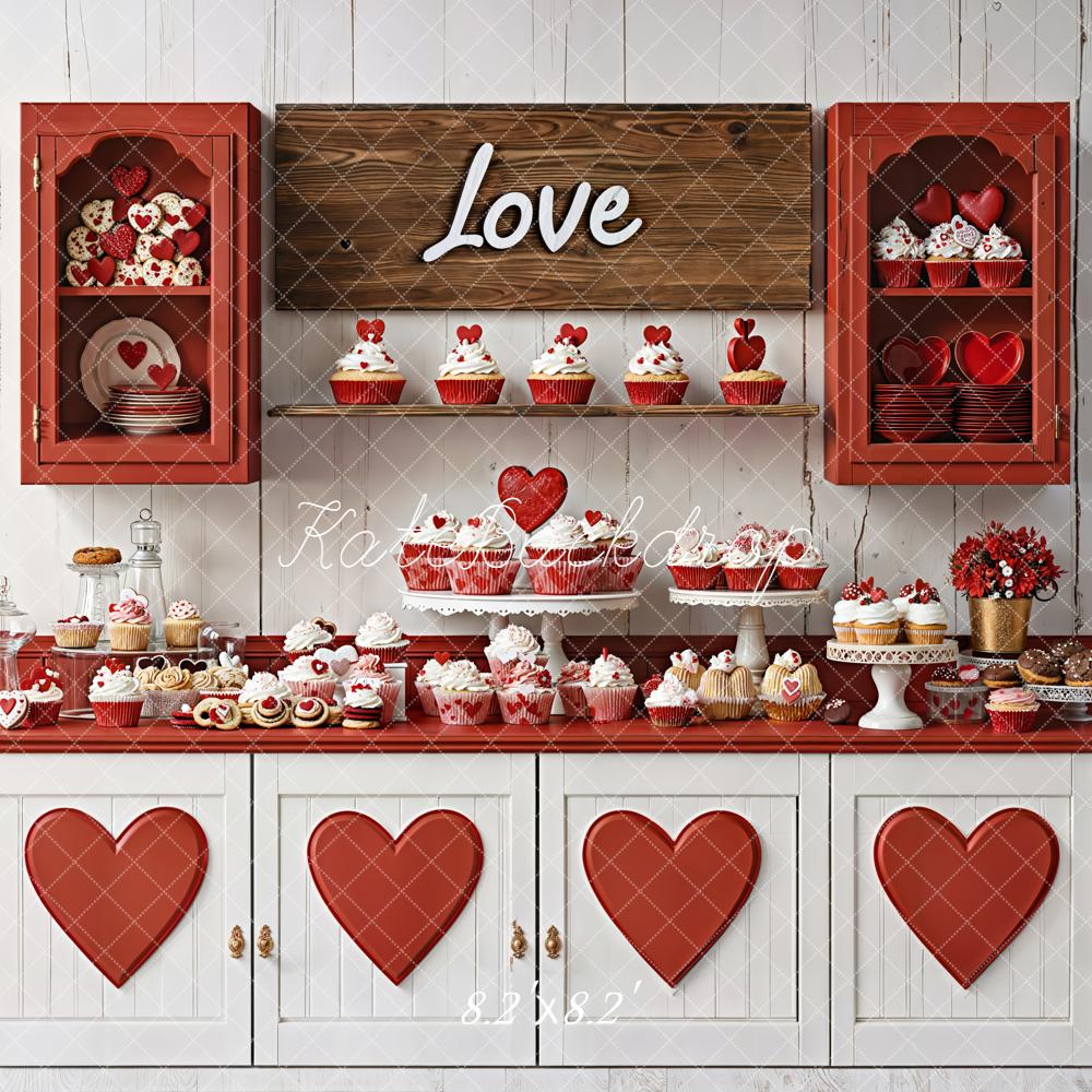 Kate Love Hearts Cupcakes Cabinet Backdrop Designed by Emetselch - Kate Backdrop AU