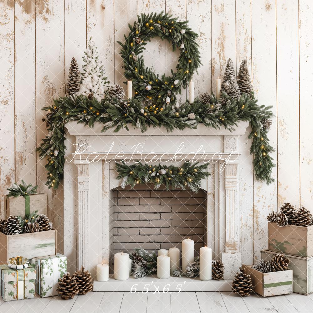 Kate Retro Christmas Fireplace Backdrop Designed by Emetselch - Kate Backdrop AU