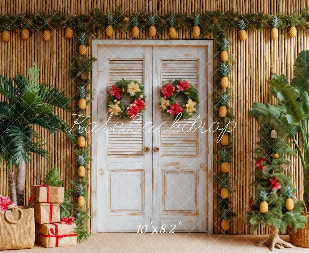 Kate Tropical Christmas Bamboo Pineapple Backdrop Designed by Patty Roberts - Kate Backdrop AU
