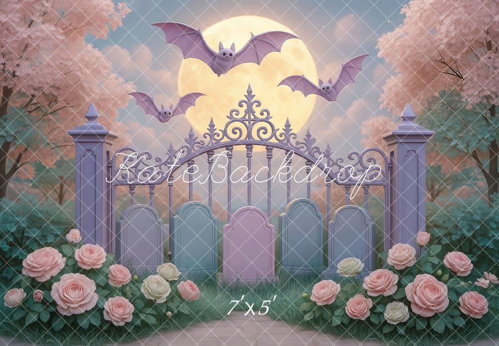 Kate Halloween Bats Pastel Gates Backdrop Designed by Mini MakeBelieve